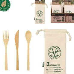 Fabrique de Styles Accessoires Réutilisables*3 couverts réutilisables en bambou