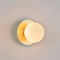 Fabrique de Styles Appliques*Applique en metal doré et verre laiton d18cm blanc - Manor