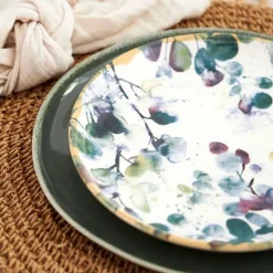 Fabrique de Styles Assiettes*Assiette à dessert en faïence blanc d22.5cm - Garden