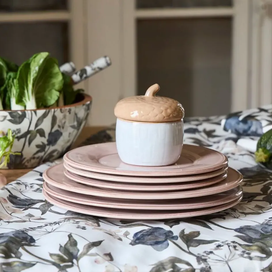 Fabrique de Styles Assiettes*Assiette a dessert en faïence rose poudré d23.5cm -constance