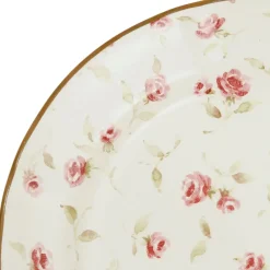 Fabrique de Styles Assiettes*Assiette plate en faïence rose et doré d26cm - Rose