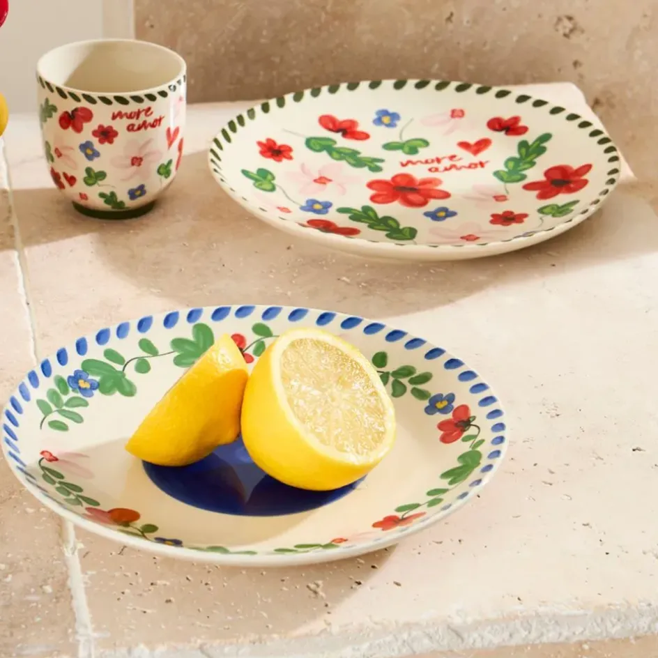 Fabrique de Styles Assiettes*Assiette plate en grès fleur d20.5cm - Bellagio