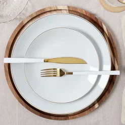 Fabrique de Styles Assiettes*Assiette plate en porcelaine lisere doré d26cm