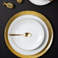 Fabrique de Styles Assiettes*Assiette plate en porcelaine lisere doré d26cm