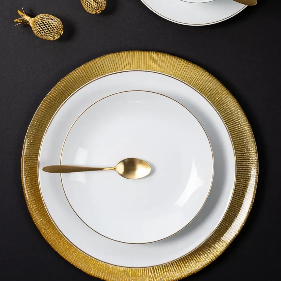 Fabrique de Styles Assiettes*Assiette plate en porcelaine lisere doré d26cm