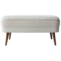 Fabrique de Styles Bancs Et Banquettes*Banc coffre en velours côtelé écru - Eleonor