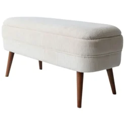 Fabrique de Styles Bancs Et Banquettes*Banc coffre en velours côtelé écru - Eleonor