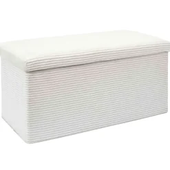 Fabrique de Styles Bancs Et Banquettes*Banc coffre pliable en tissu côtelé beige - Scarlett