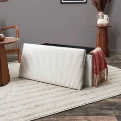 Fabrique de Styles Bancs Et Banquettes*Banc coffre pliable en tissu côtelé beige - Scarlett