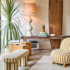 Fabrique de Styles Bancs Et Banquettes*Banc rayé en coton et bois d'hévéa - Belly