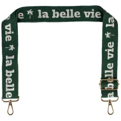 Fabrique de Styles Accessoires Mode*Bandoulière brodée réglable en coton émeraude et écru