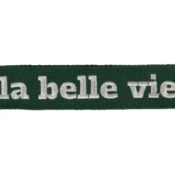 Fabrique de Styles Accessoires Mode*Bandoulière brodée réglable en coton émeraude et écru