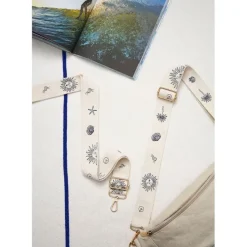 Fabrique de Styles Accessoires Mode*Bandoulière brodée réglable en coton écru et