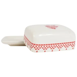 Fabrique de Styles Accessoires De Table*Beurrier en faïence blanc et - damier
