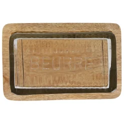 Fabrique de Styles Accessoires De Table*Beurrier en verre et manguier - grand office
