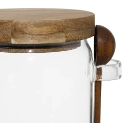 Fabrique de Styles Pots Et Bocaux*Bocal avec cuillière et couvercle en verre borosilicate et acacia 90cl - Delices