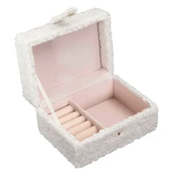 Fabrique de Styles Bijoux Fantaisie*Boite a bijoux bouclette creme 11x15xh8cm