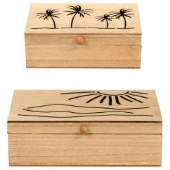 Fabrique de Styles Boîtes*Boite gigogne avec couvercle x2 sweet leaves 22x14.5xh7+16x10.5xh5.5cm mdf