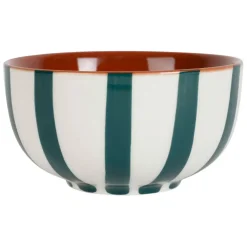 Fabrique de Styles Bols Et Coupelles*Bol en grès rayé émeraude et blanc 35cl - Alaria