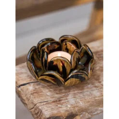 Fabrique de Styles Photophores, Bougeoirs Et Lanternes*Bougeoir en verre et camel h6cm - Camélia