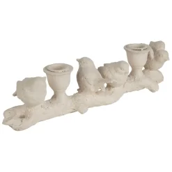 Fabrique de Styles Photophores, Bougeoirs Et Lanternes*Bougeoir moineau 2 feux en résine écru L32cm