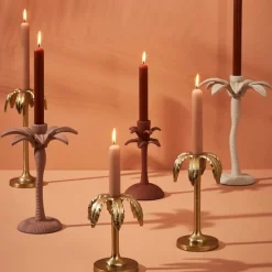 Fabrique de Styles Photophores, Bougeoirs Et Lanternes*Bougeoir palmier en aluminium h19cm - Tropic Etoil