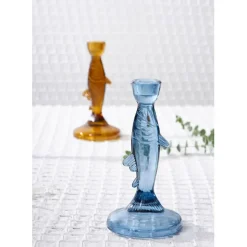 Fabrique de Styles Photophores, Bougeoirs Et Lanternes*Bougeoir poisson en verre h20cm - Oanez