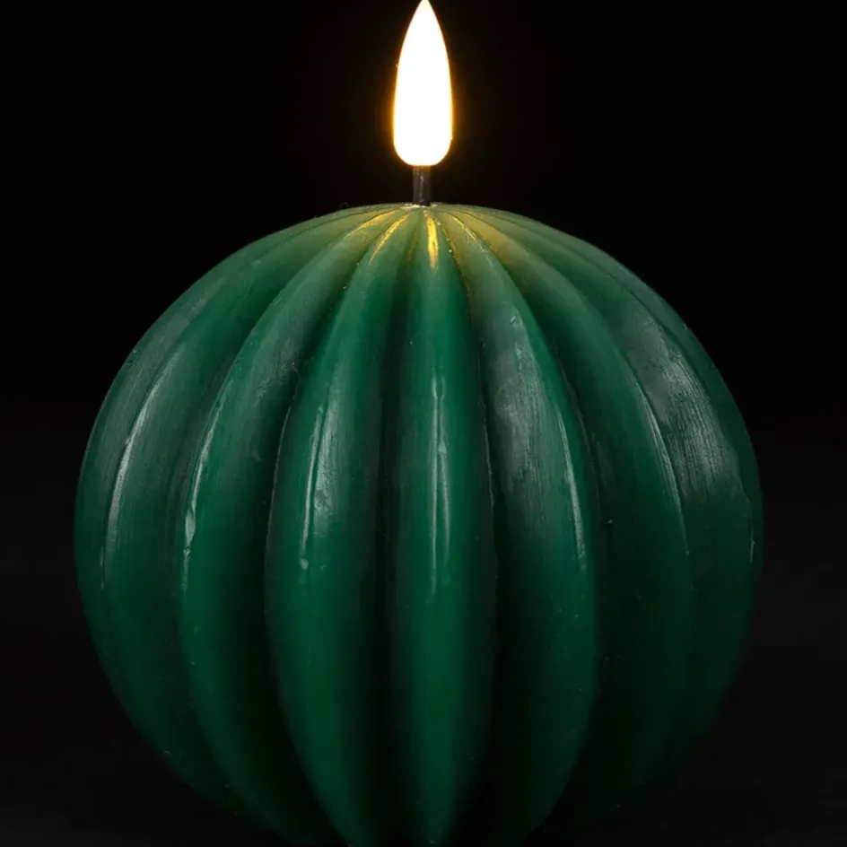 Fabrique de Styles Déco Lumineuse*Bougie led boule vert sapin h12cm