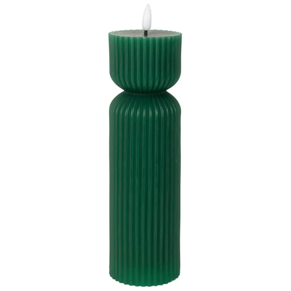 Fabrique de Styles Déco Lumineuse*Bougie led pilier vert sapin h24.5cm