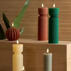 Fabrique de Styles Déco Lumineuse*Bougie led pilier vert sapin h24.5cm