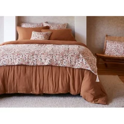 Fabrique de Styles Couvre-lits*Bout de lit en gaze de coton imprimée pampa 90x200cm - Capucine