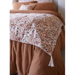 Fabrique de Styles Couvre-lits*Bout de lit en gaze de coton imprimée pampa 90x200cm - Capucine