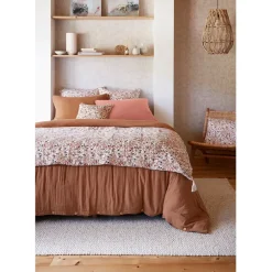 Fabrique de Styles Couvre-lits*Bout de lit en gaze de coton imprimée pampa 90x200cm - Capucine