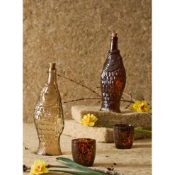 Fabrique de Styles Carafes Et Pichets*Bouteille Poisson en verre recyclé sablé rose pâle 1.1L