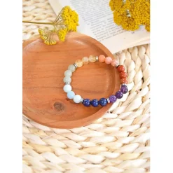 Fabrique de Styles Bijoux Fantaisie*Bracelet 7 chakras mix perles rondes 8mm