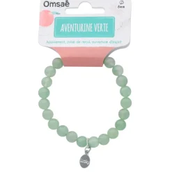 Fabrique de Styles Bijoux Fantaisie*Bracelet aventurine e perles rondes 8mm et chance