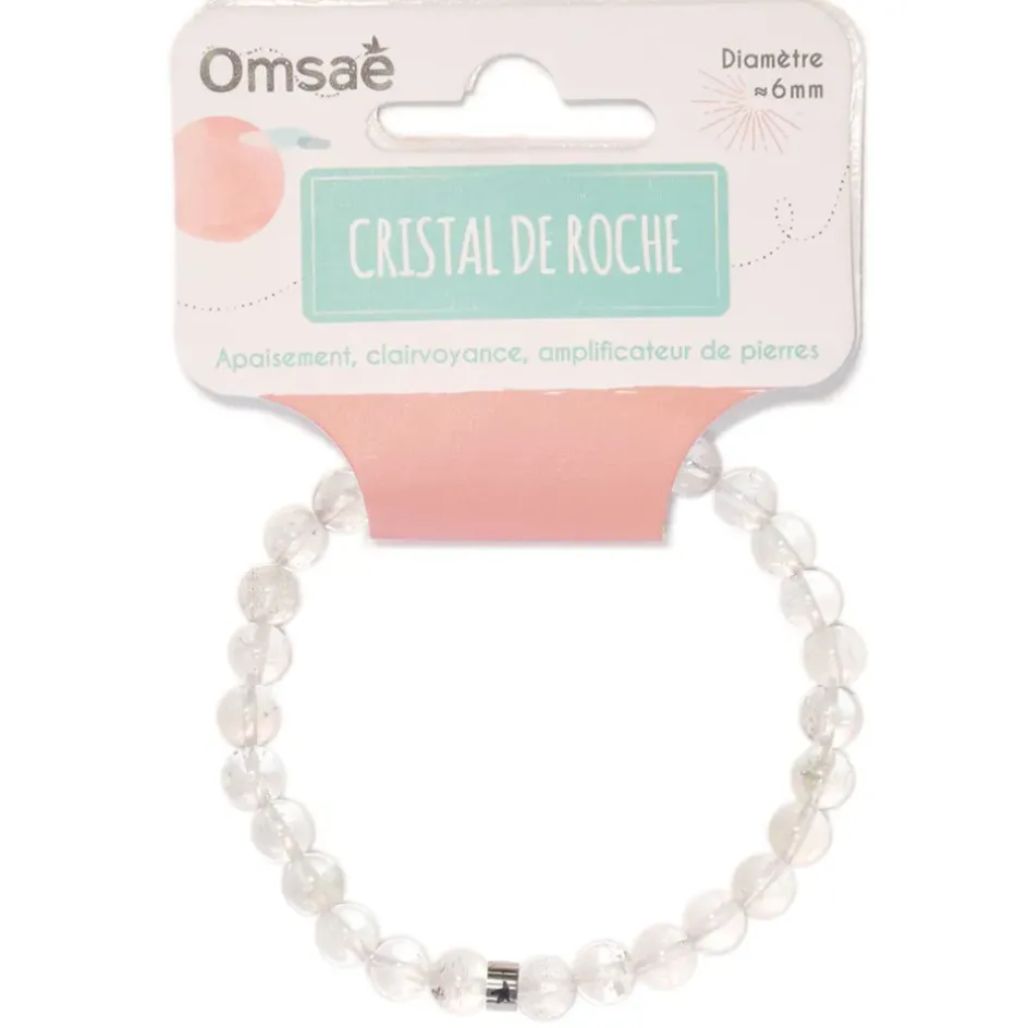 Fabrique de Styles Bijoux Fantaisie*Bracelet cristal de roche perles rondes 6mm