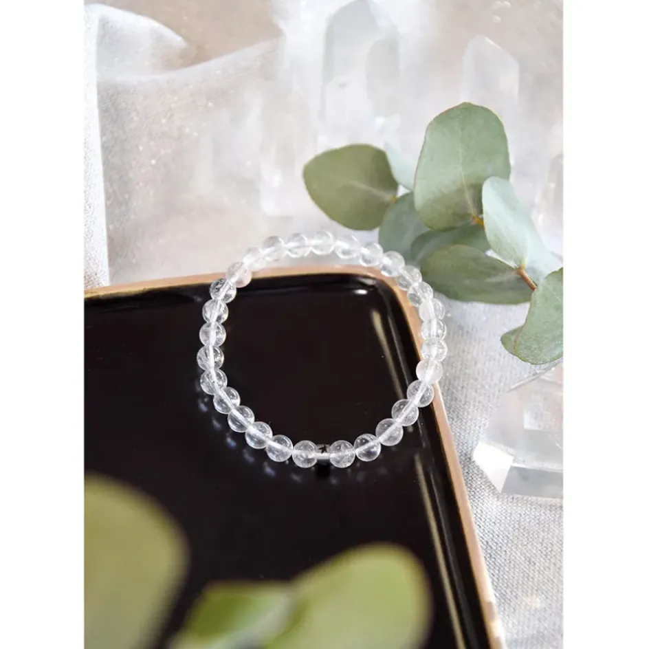 Fabrique de Styles Bijoux Fantaisie*Bracelet cristal de roche perles rondes 6mm