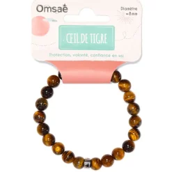 Fabrique de Styles Bijoux Fantaisie*Bracelet œil de tigre perles rondes 8mm