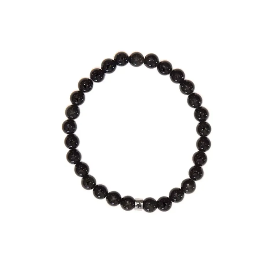 Fabrique de Styles Bijoux Fantaisie*Bracelet obsidienne e perles rondes 6mm