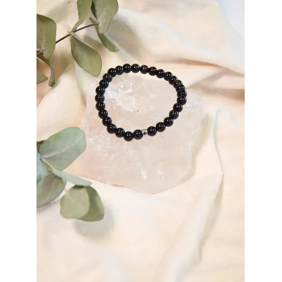 Fabrique de Styles Bijoux Fantaisie*Bracelet obsidienne e perles rondes 6mm