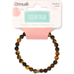 Fabrique de Styles Bijoux Fantaisie*Bracelet oeil de tigre perles rondes 6mm