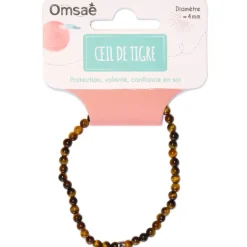 Fabrique de Styles Bijoux Fantaisie*Bracelet oeil de tigre perles rondes 4mm