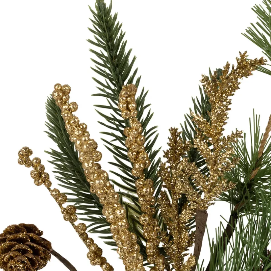 Fabrique de Styles Fleurs Et Plantes Artificielles*Branchage doré et vert h32cm - Alfe