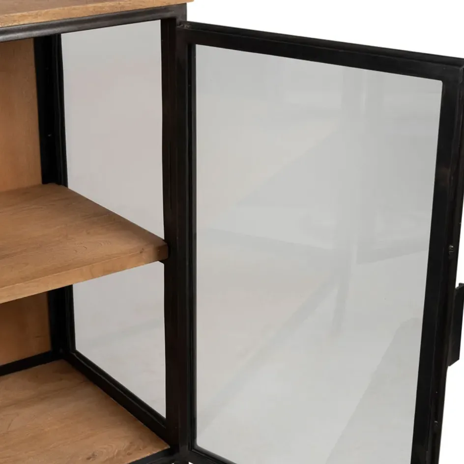 Fabrique de Styles Buffets Et Vitrines*Buffet bas 2 portes en manguier naturel et fer h90cm - Tucson