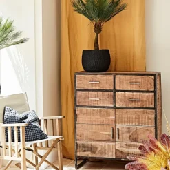 Fabrique de Styles Buffets Et Vitrines*Buffet bas en acacia et fer 2 portes H105cm -Factory