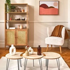 Fabrique de Styles Bibliothèques Et Étagères*Buffet haut en bois avec 3 niveaux H163cm - Baia