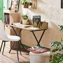 Fabrique de Styles Bureaux*Bureau en bois naturel et fer noir - Kara