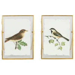 Fabrique de Styles Cadres Déco Et Affiches*Cadre déco (x2) en verre et coton oiseau 14x18cm