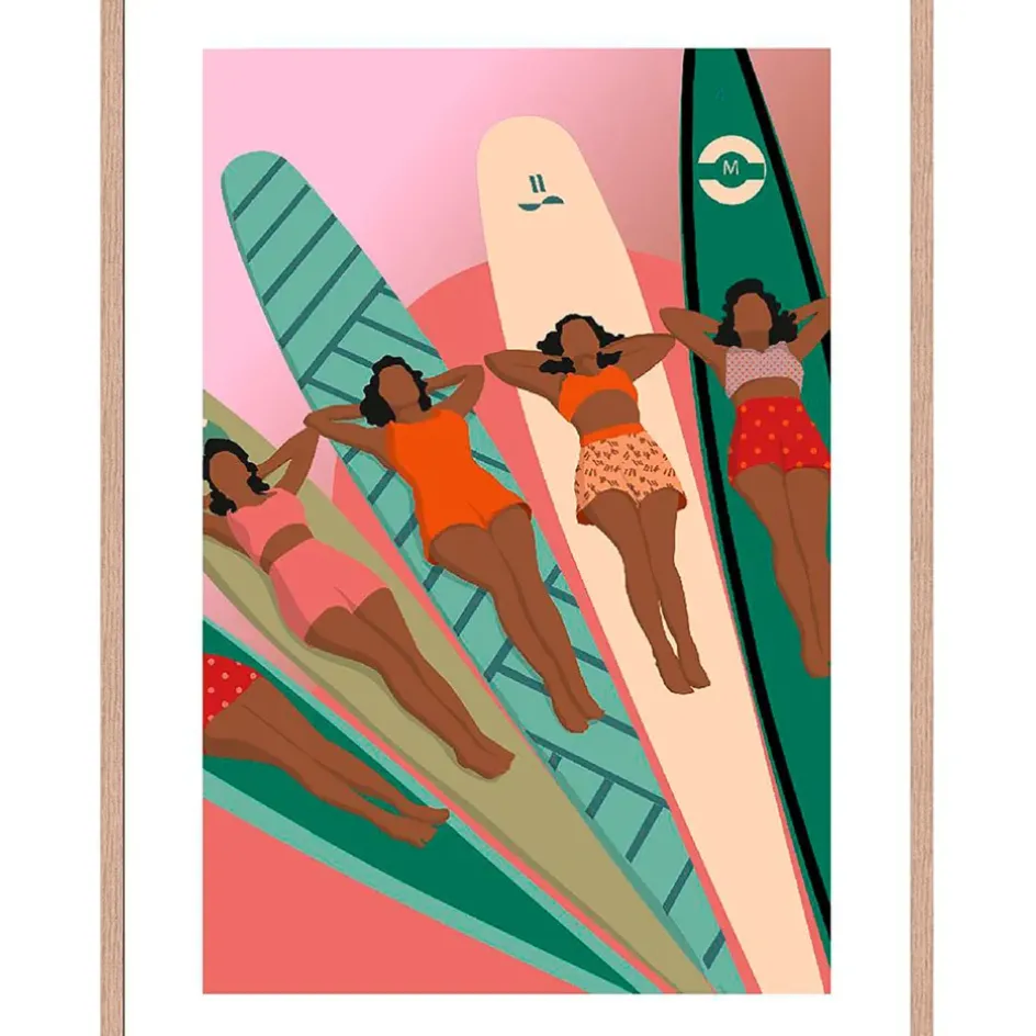 Fabrique de Styles Cadres Déco Et Affiches*Cadre image graphic surf woman 50x70cm lario chêne